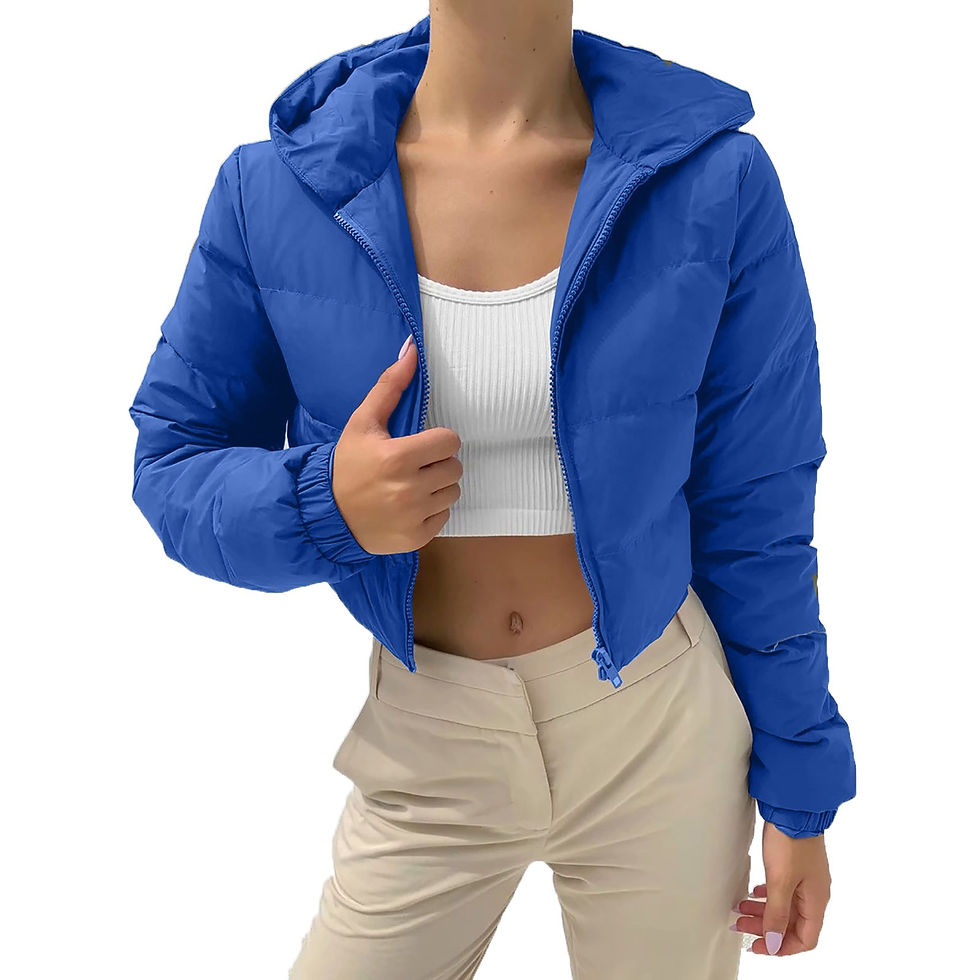 Thumbnail: Cropped Bubble Puffer Long Sleeve Jacket