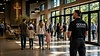 Security guard protecting church lobby