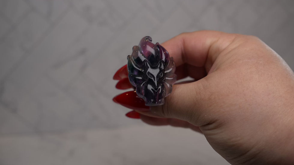 Thumbnail: Rainbow Fluorite Nine-Tailed Fox Car Clip (One-of-a-Kind Crystal Keepsake)