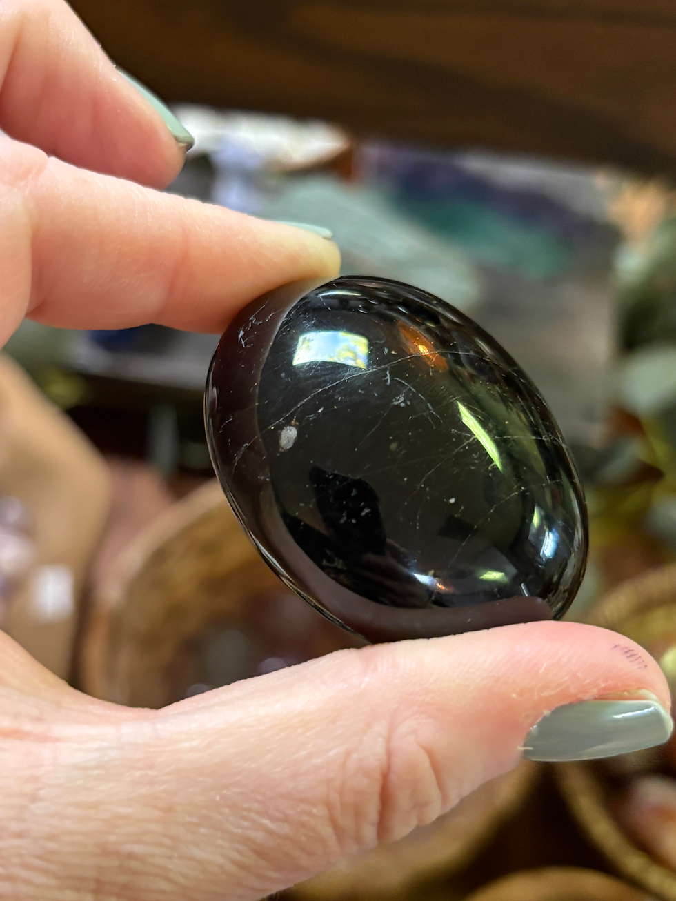 Thumbnail: Polished Black Tourmaline Palm Stone