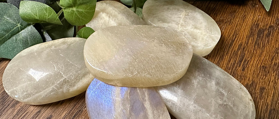 Blue Flash Moonstone Palm Stones