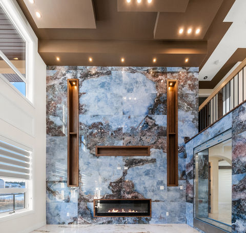 Modern interior with sleek tile flooring