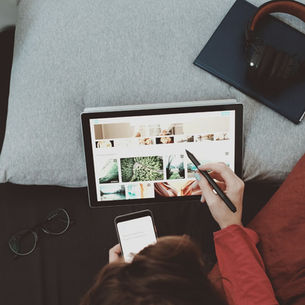 Someone working on designing marketing posts.