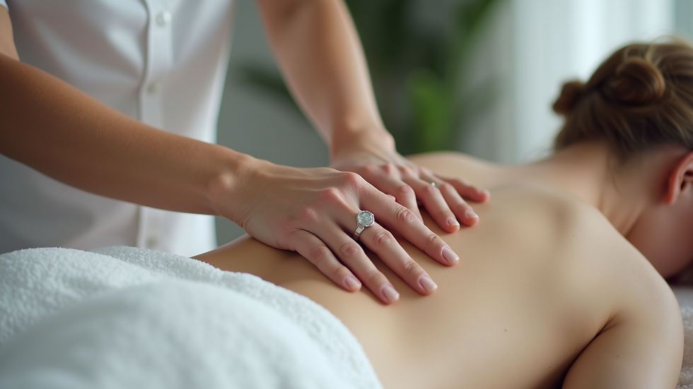 Close-up view of a massage therapist performing gentle lymphatic massage on a client’s arm