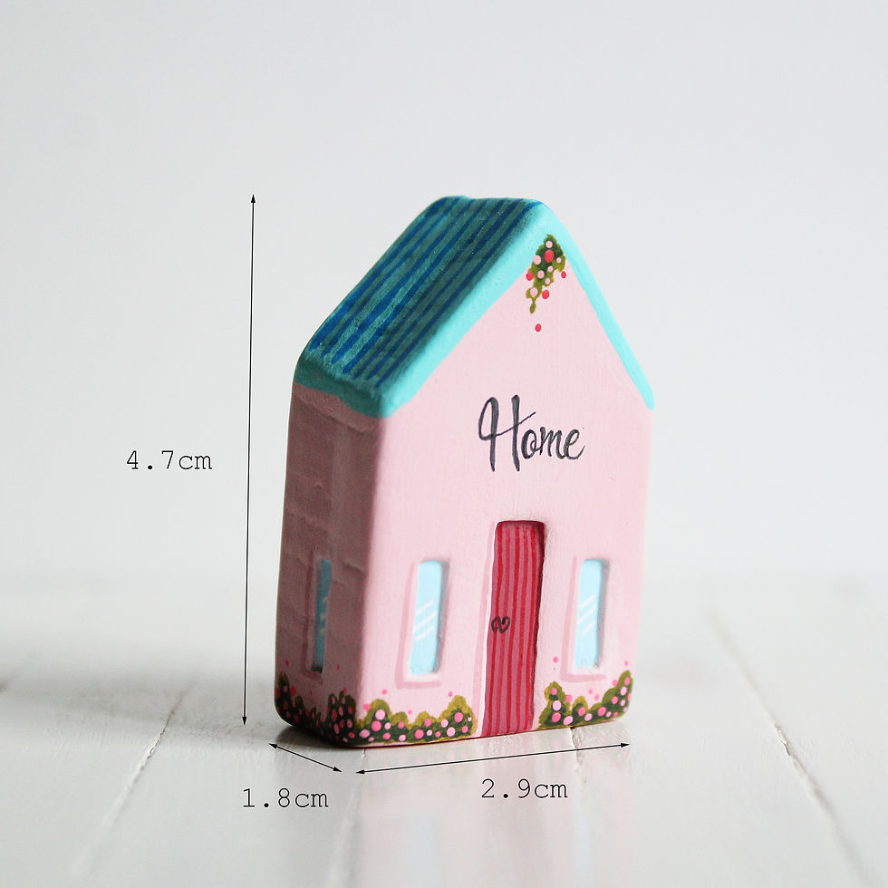 Thumbnail: mini illustrated pink house,little pink clay house,air dry clay house,casita de arcilla rosa,cute house sculpture