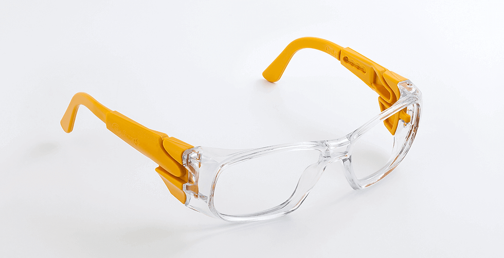 óculos de segurança proptic tesla incolor com hastes amarelo lateral