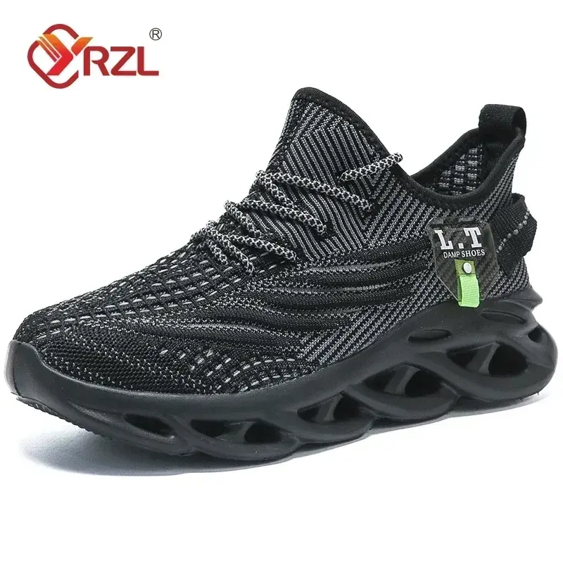 Thumbnail: YRZL Men Sports Running Black Jogging Shoes Casual Sneakers Outdoor Breathable M