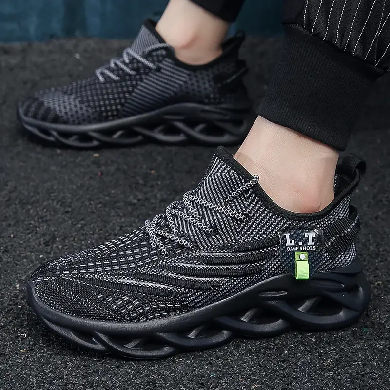 Thumbnail: YRZL Men Sports Running Black Jogging Shoes Casual Sneakers Outdoor Breathable M