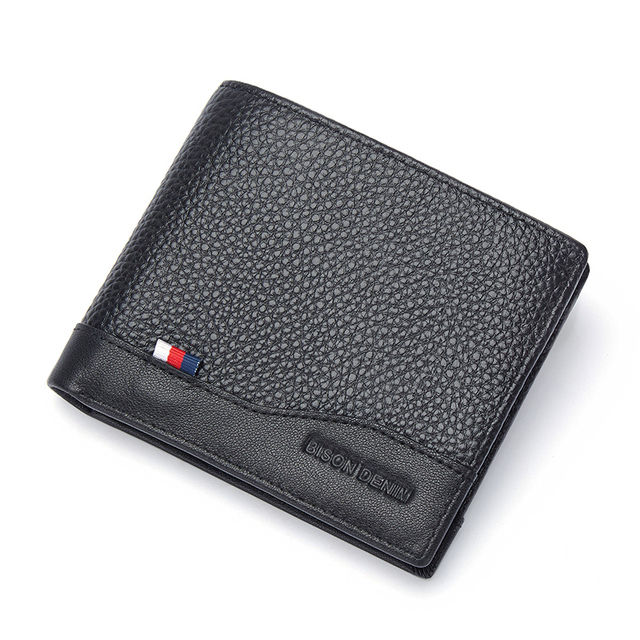 Thumbnail: BISON DENIM Genuine Leather Men Wallets Brand Luxury RFID Bifold Wallet Zipper C