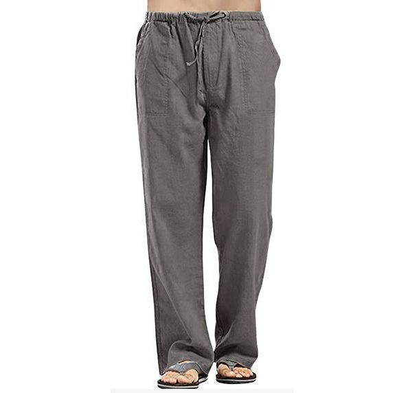 Thumbnail: Men's Cotton Linen Pants Summer Solid Color Breathable Linen Trousers Male Casua