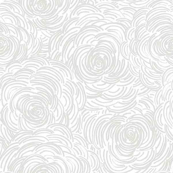 Swirling white patterns on a light background, resembling abstract rose shapes. The design is repetitive and intricate, creating a calming effect.