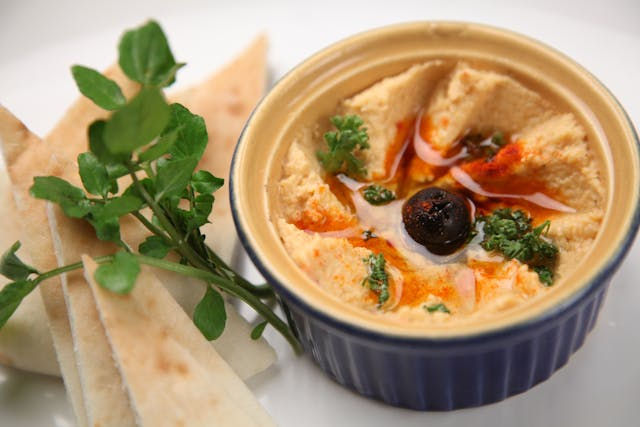 Hummus and Parsley Sandwich as a Middle Eastern Healthy Snack