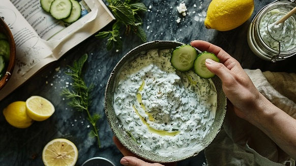 Cucumber and Yogurt Salad for a Mediterranean diet