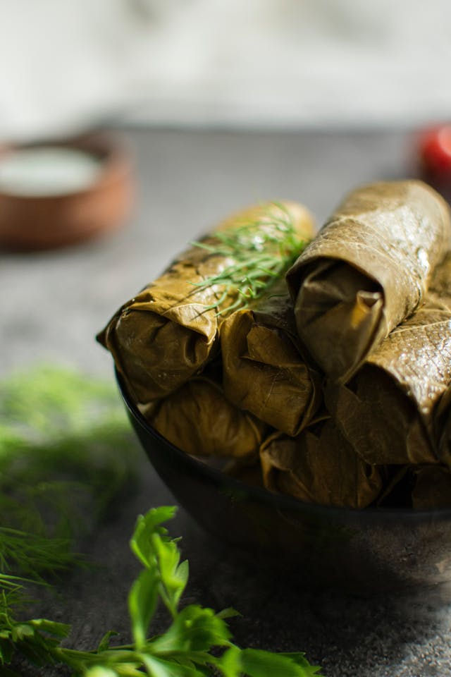 Stuffed grape leaves recipe for a Mediterranean diet