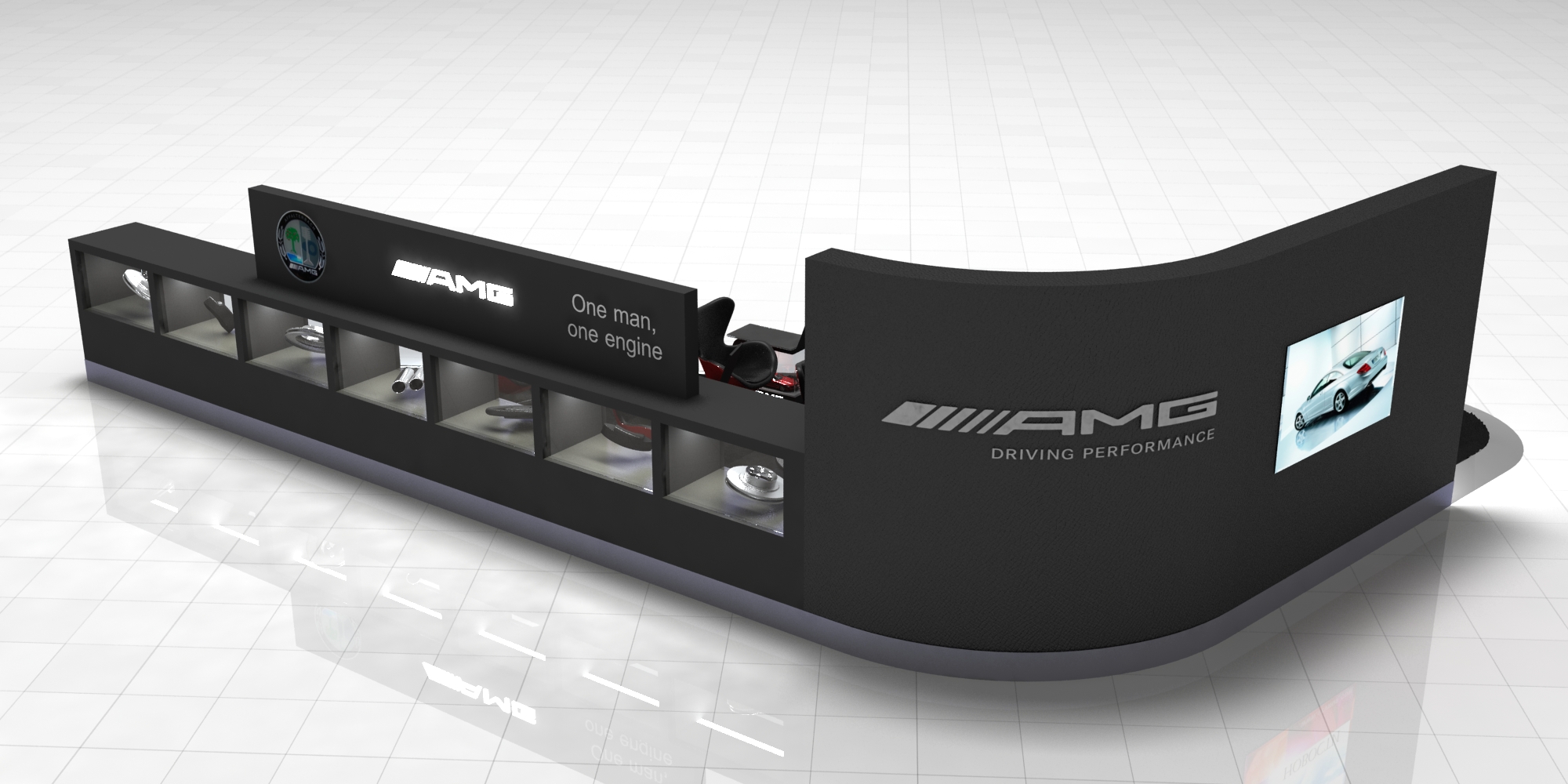 3D рендер Стенд Mercedes-Benz AMG