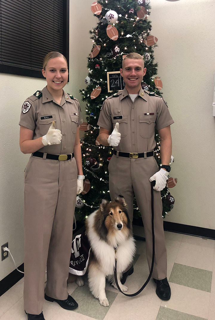 Reveille and her handlers 2019
