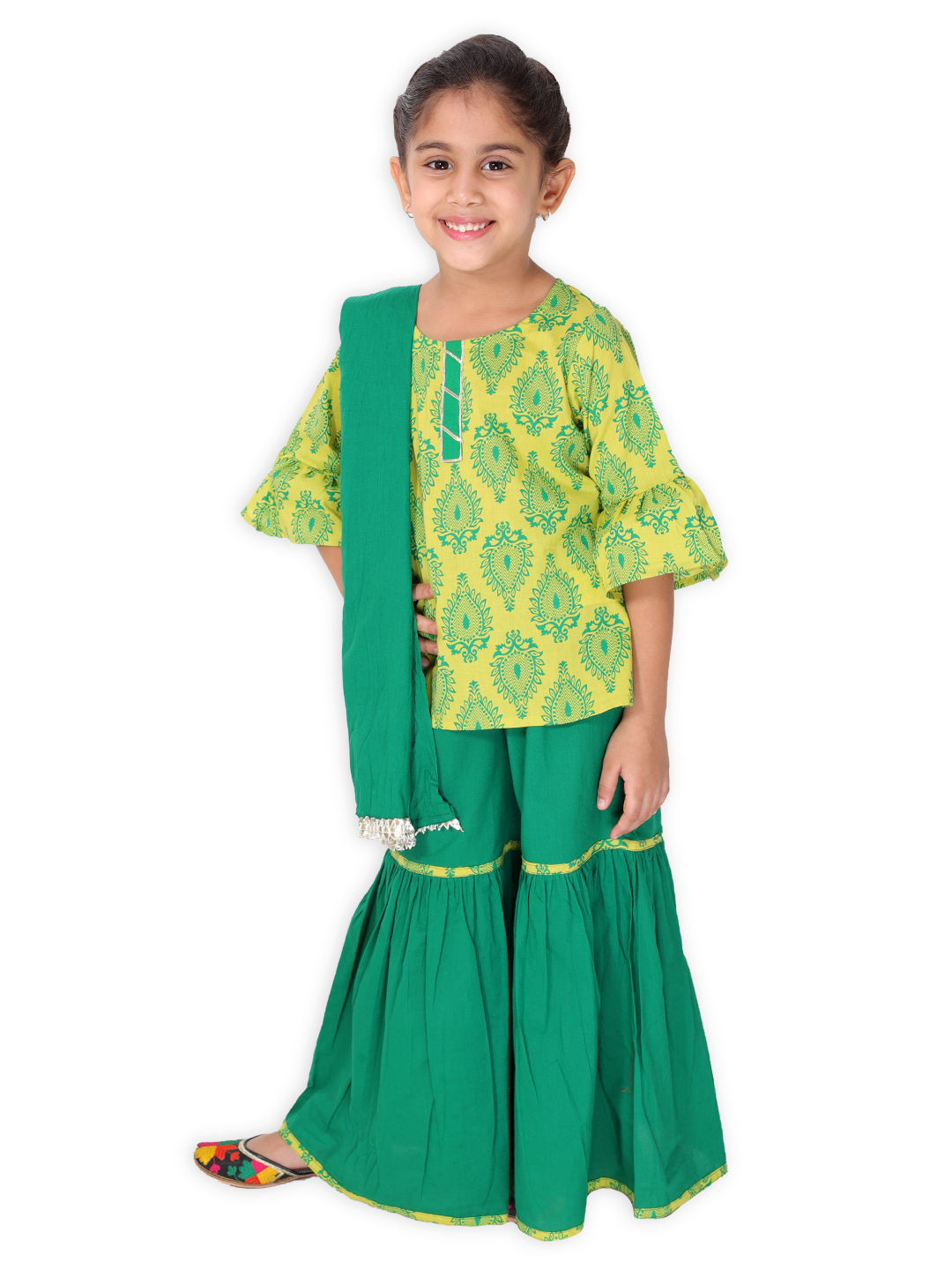 Block print cotton sharara set