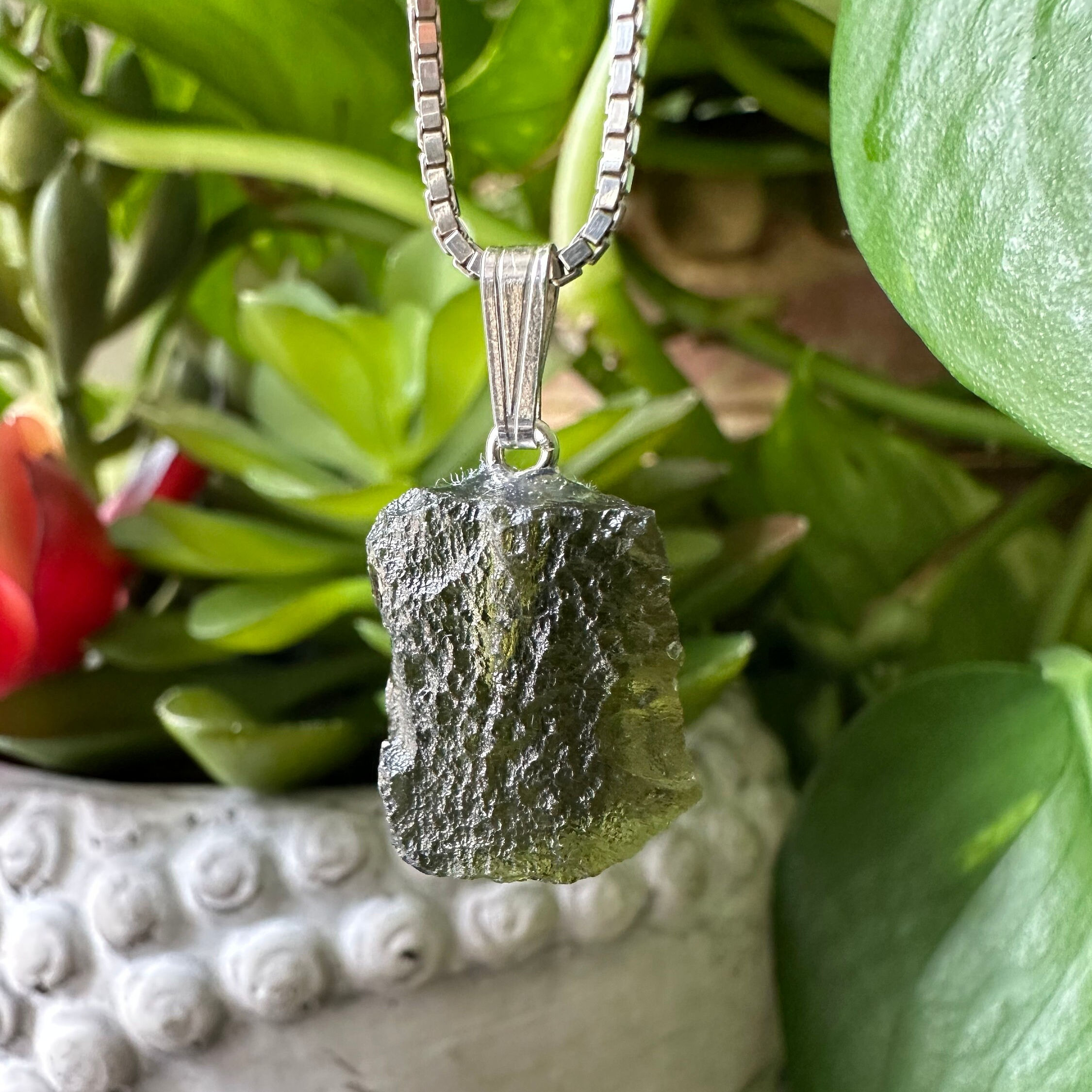 Authentic Czech Moldavite Pendent – Genuine Natural Tektite from the Czech Repub