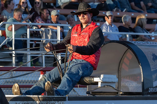 Tuff Dreger racing a chuckwagon