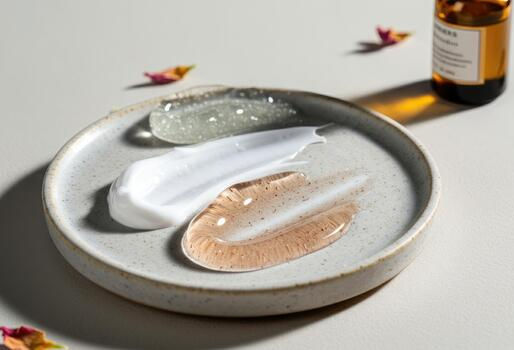 a dish containing skincare products