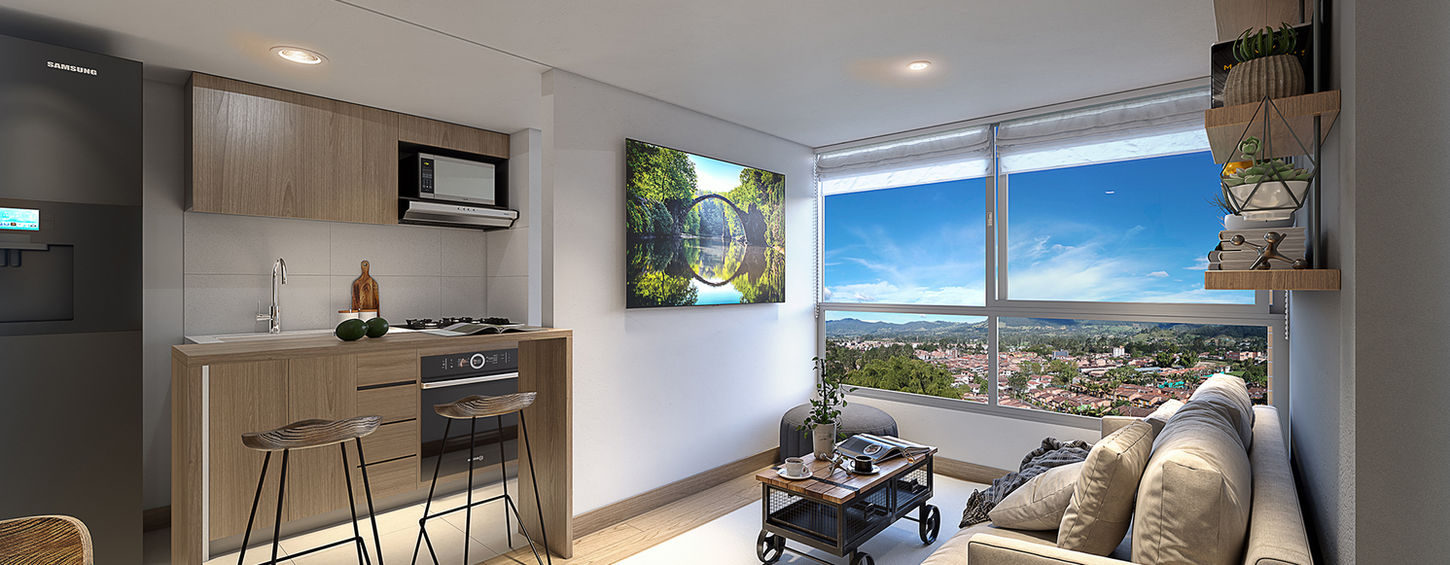 Render del proyecto Rincones de la Moraleja, apartamentos VIS en La Ceja