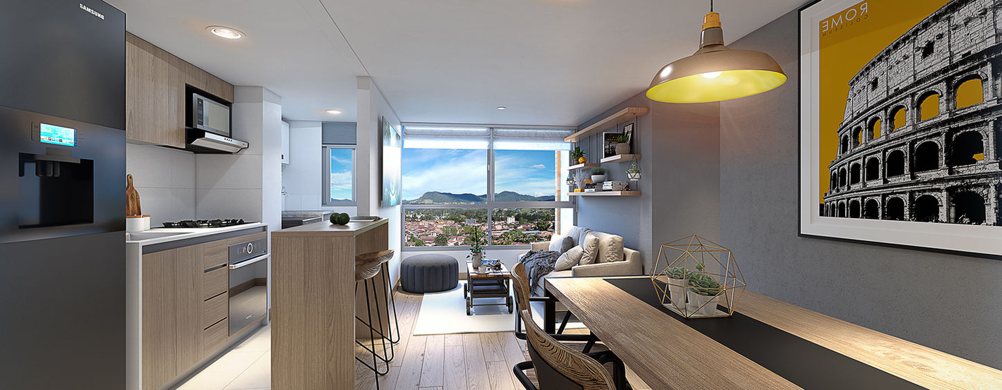 Render del proyecto Rincones de la Moraleja, apartamentos VIS en La Ceja