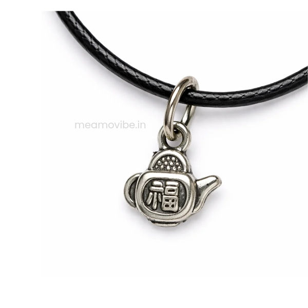 Tea-pot Charm Black Cord Chain