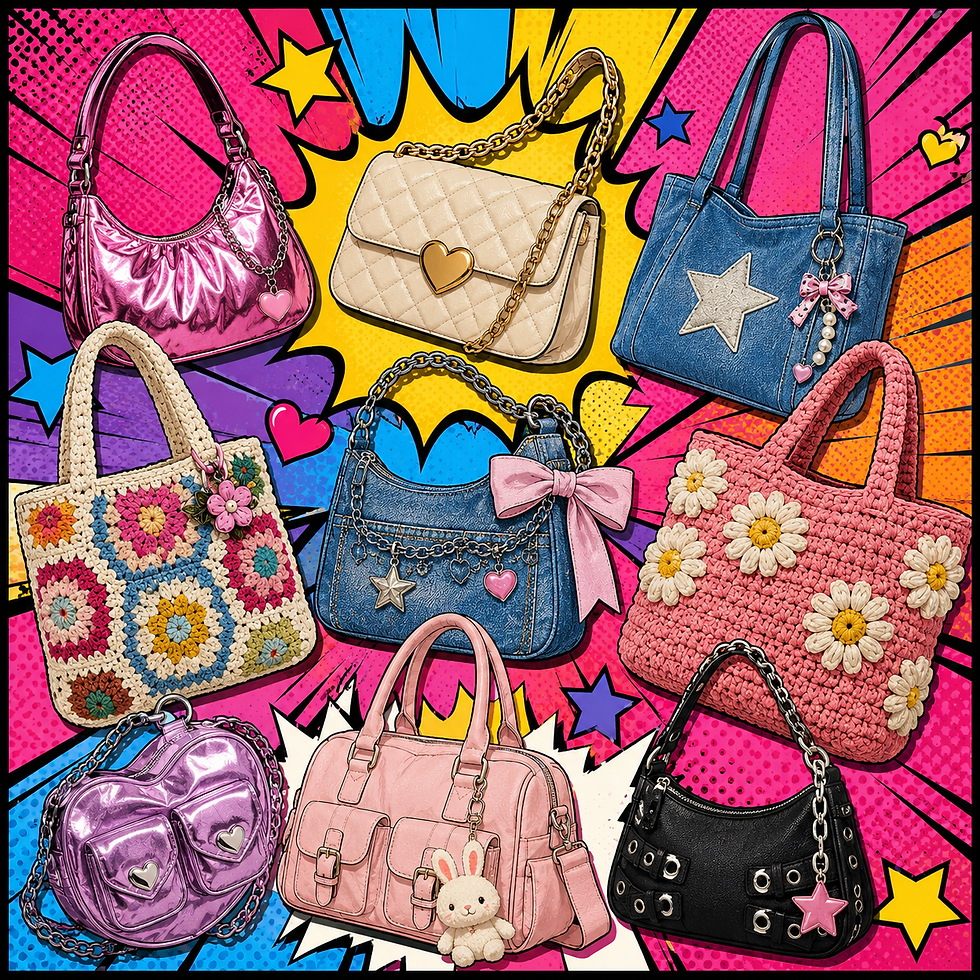 Collection of unique and colorful fashion accessories