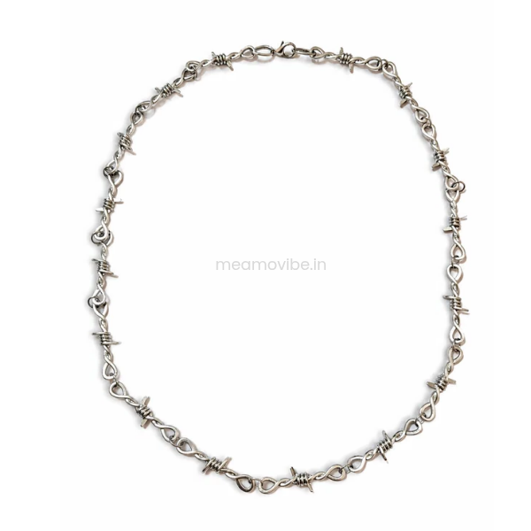 Stainless Steel Barbed Wire Chain – Silver Gothic Punk Unisex Street Style Chain