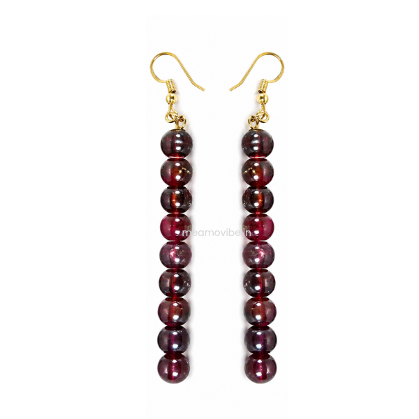 Wine Bead Drop Earrings – Long Dangling Gold Hook Earrings