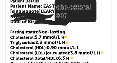 cholesterol test september