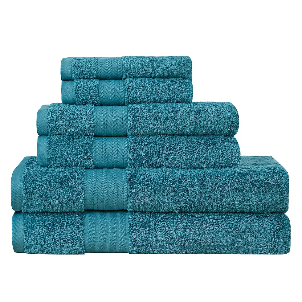 Soft & absorbent cotton bath towel set stack - teal