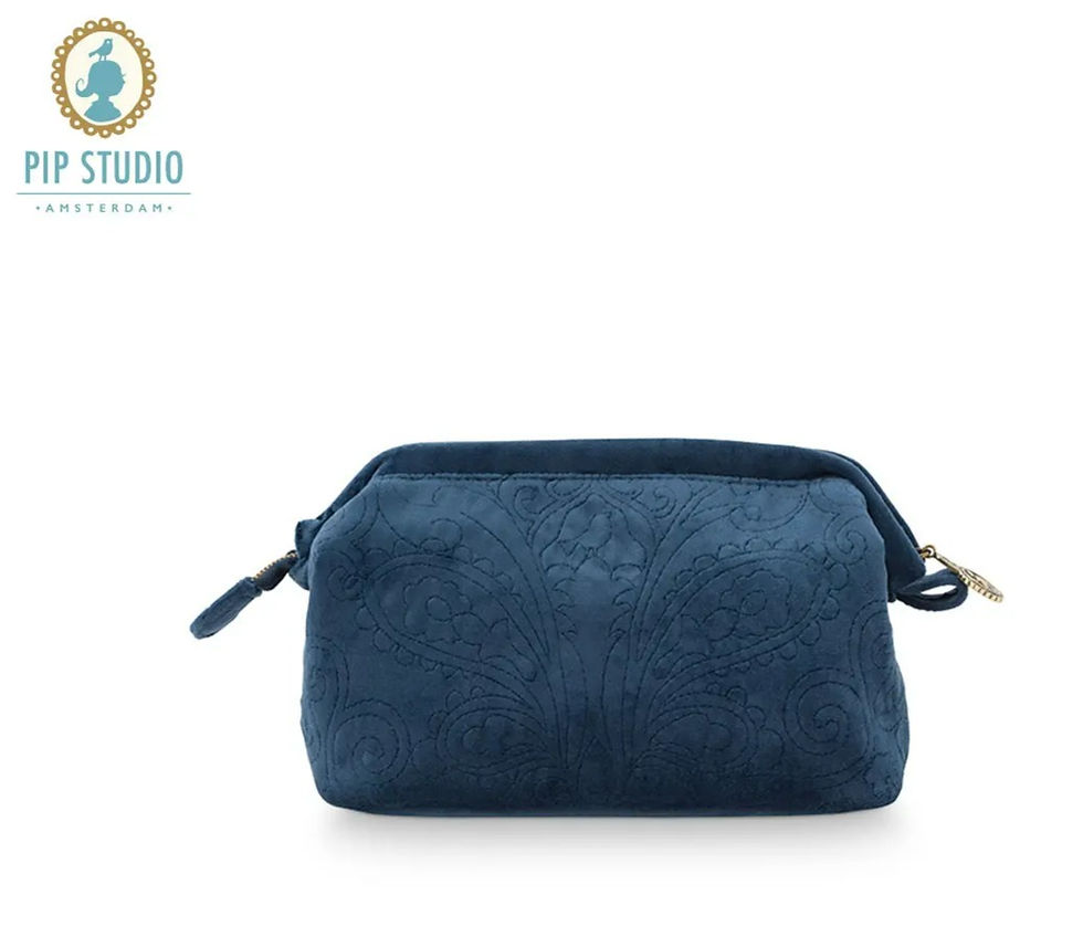 PIP Studio velvet quilted cosmetic purse (dark blue - small) back