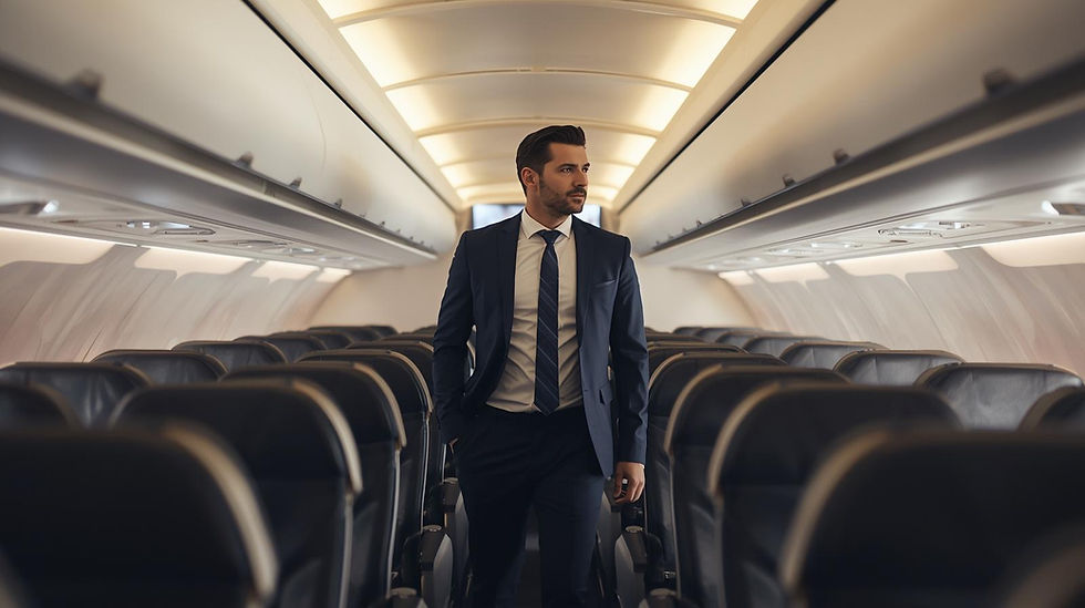 empresário andando no avião