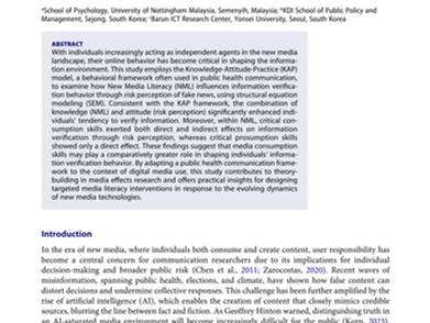 From literacy to action: A Knowledge-Attitude-Practice (KAP) modelperspective on new media literacy, risk perception of fake news,and information verification