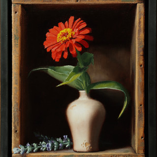 Red Zinnia with Lavender