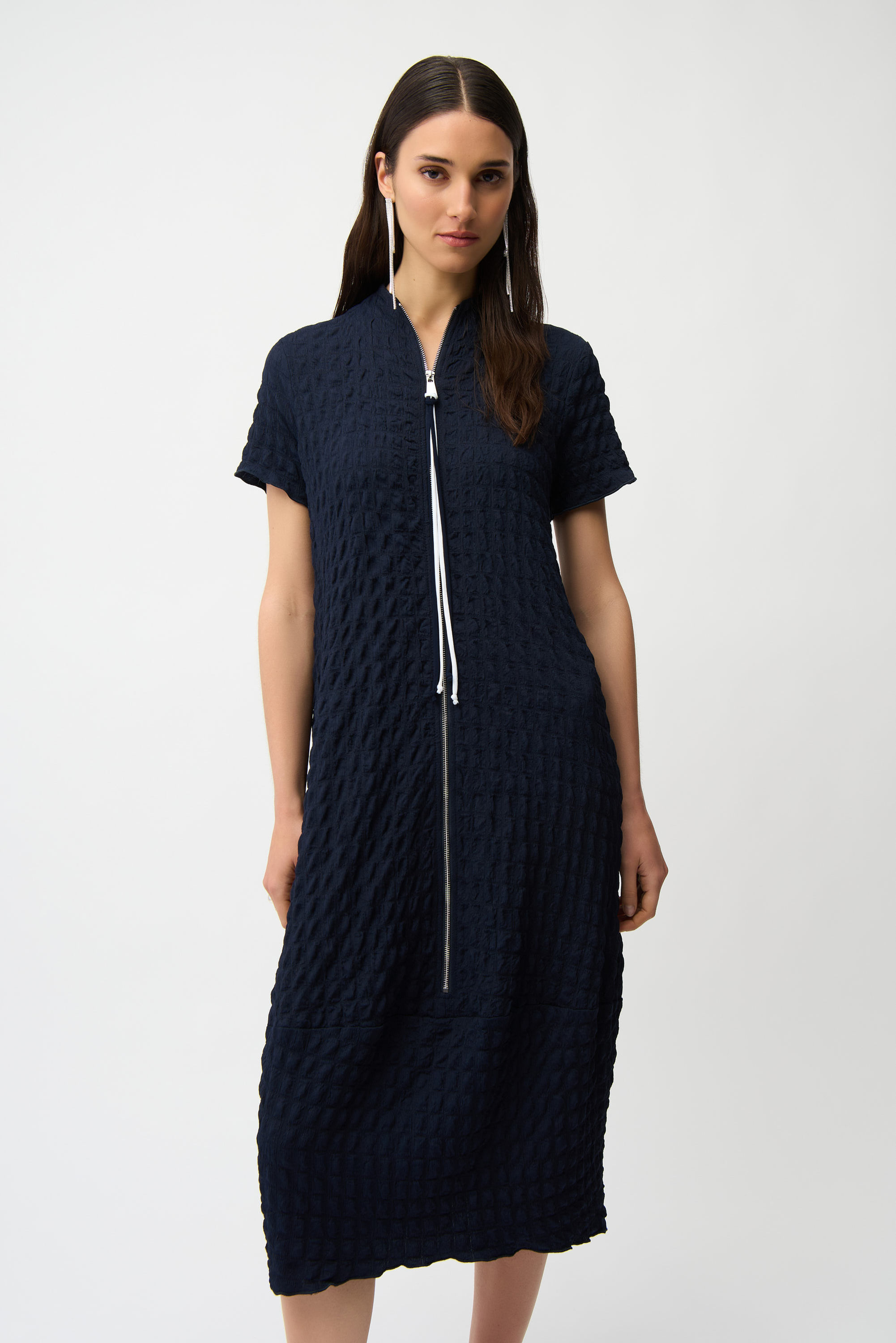 Joseph Ribkoff Textured Knit Cocoon Dress With Front Zipper 261064