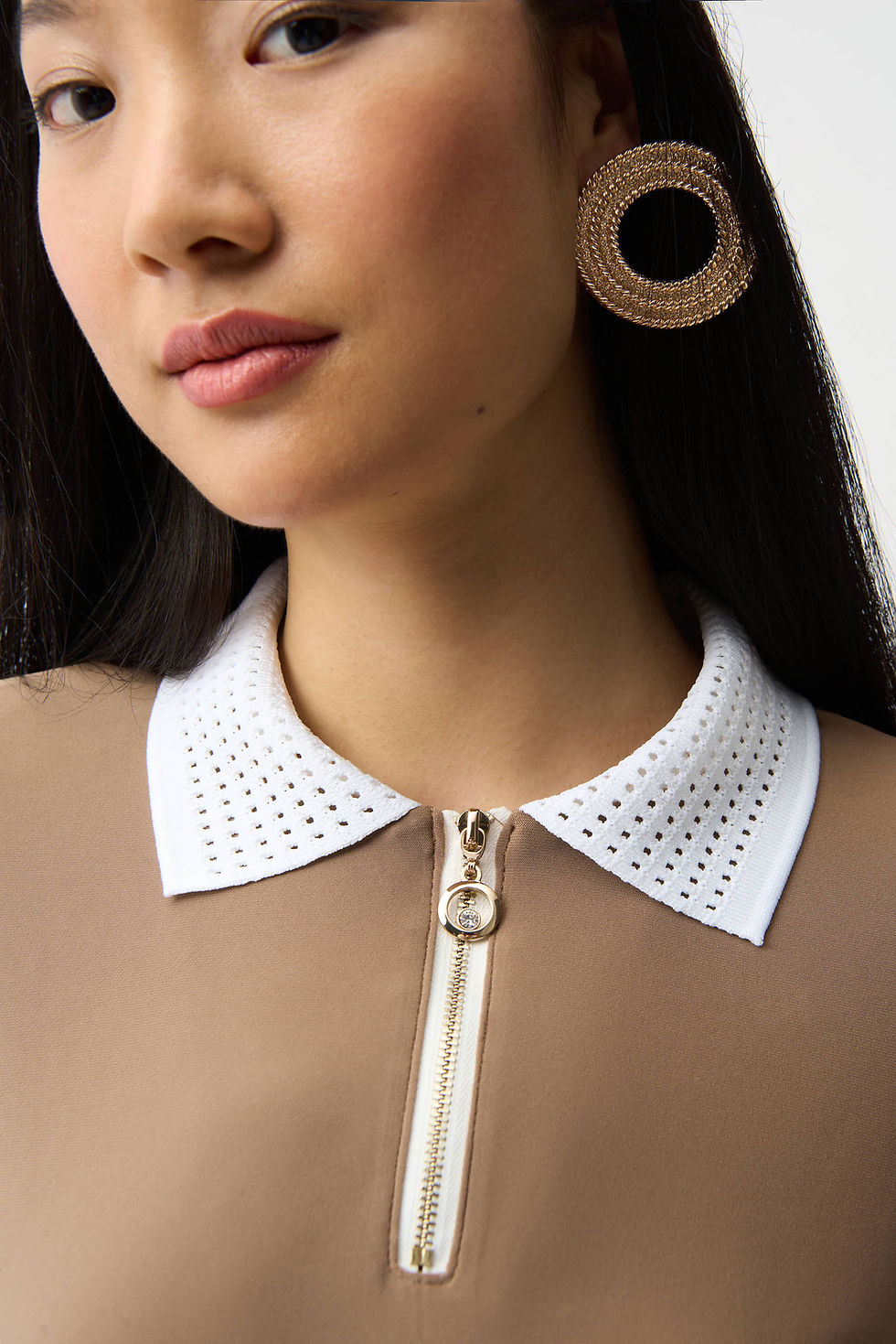 Thumbnail: Joseph Ribkoff Silky Knit Boxy Top With Polo Collar 261164