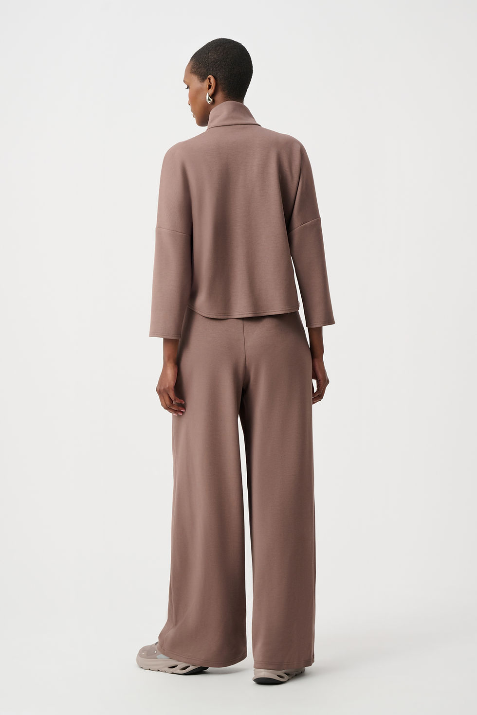 Thumbnail: Joseph Ribkoff Scuba Jersey Mock-Neck Wide Leg Jumpsuit 263613