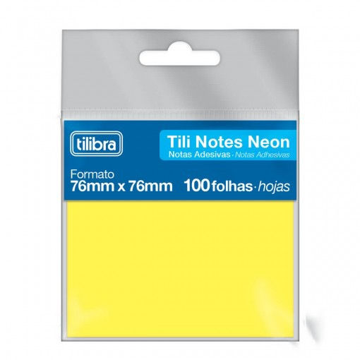 Miniatura: BLOCO ADESIVO TILI NOTES 76X76MM 100 FOLHAS NEON