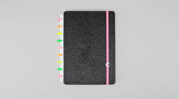 CADERNO INTELIGENTE LET'S GLITTER BLACK MÉDIO
