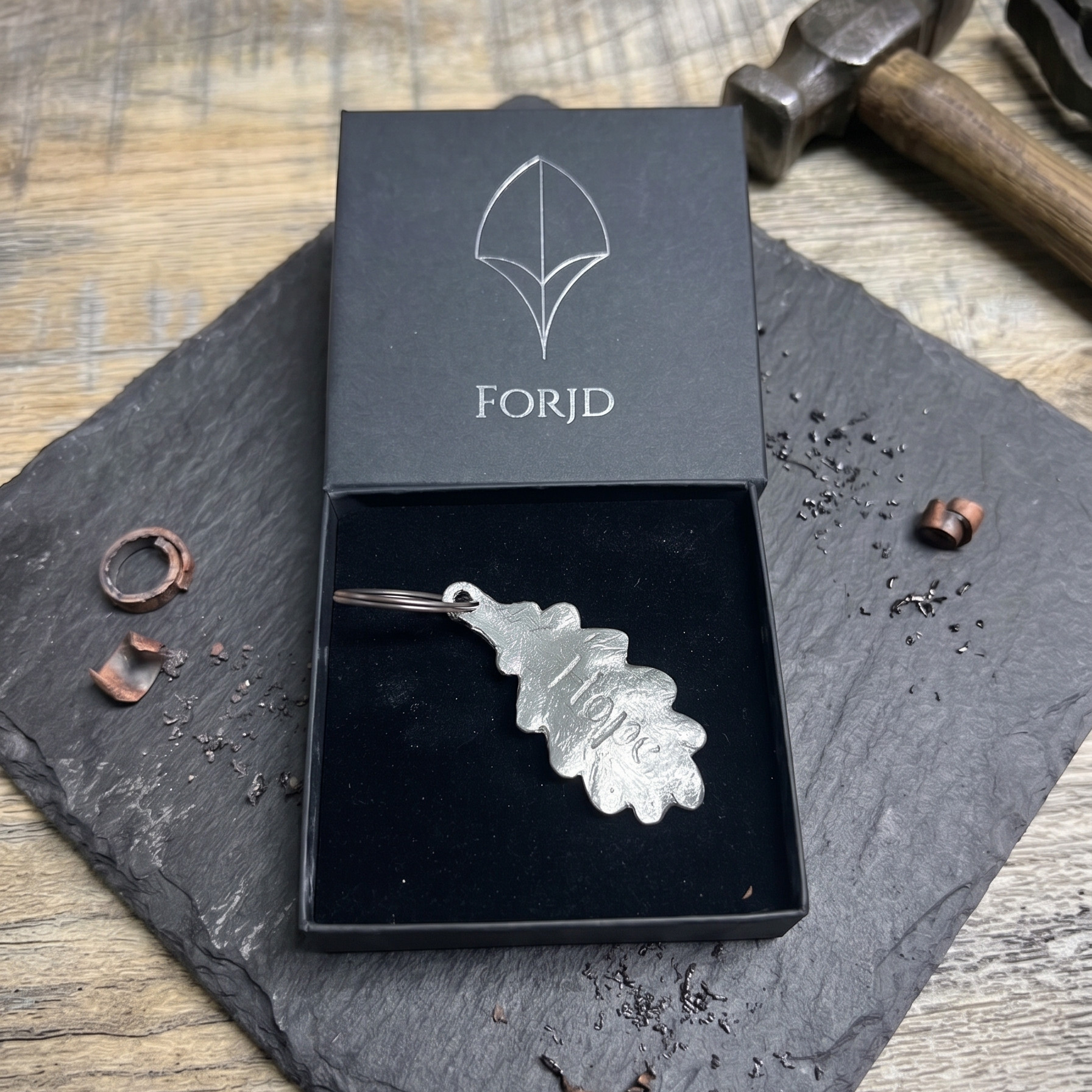 Pewter Hope Leaf Keyring