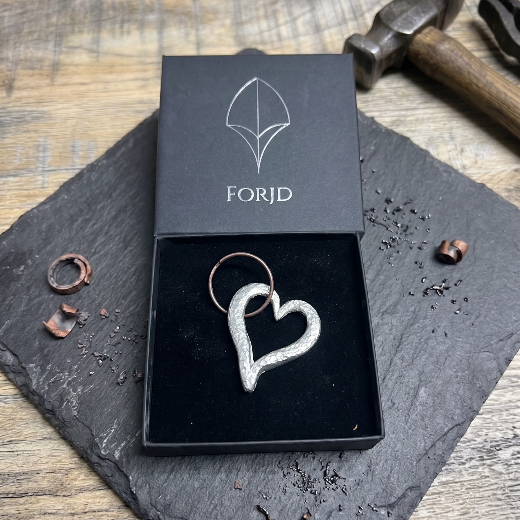 Pewter Forged Heart Keyring
