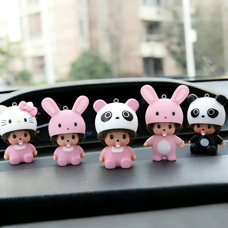 Thumbnail: Cute Hello Kitty Keychain Cartoon Monchhich Vinyl Pendant Desktop Decoration Mod