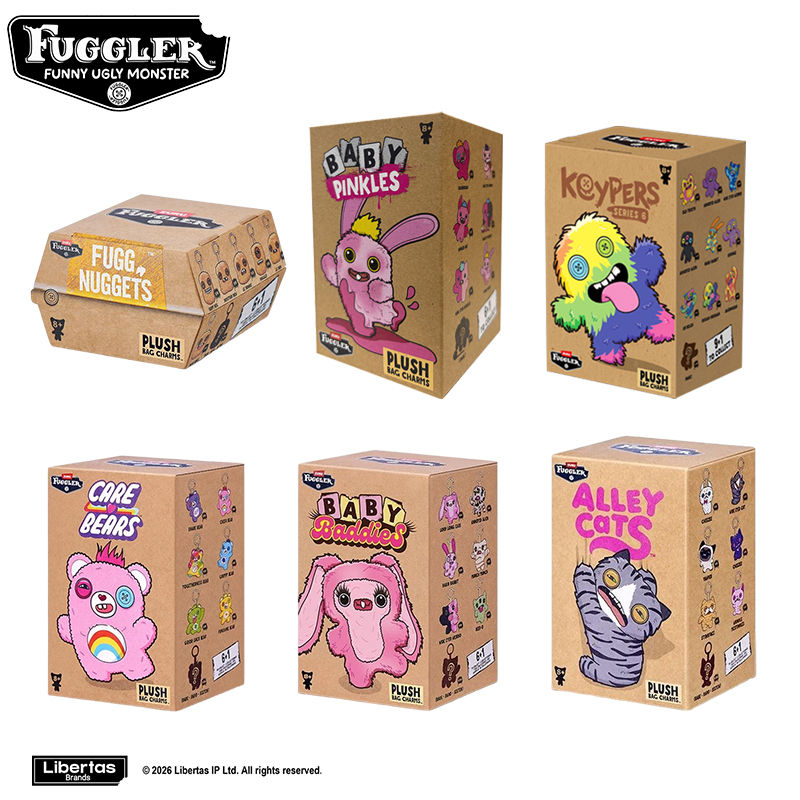 Original Fuggler Keychain Blind Box Plush Toys Fugglers ALLY CATS Fuggs Care Bea