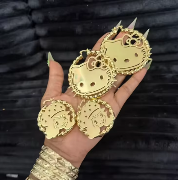 Thumbnail:  Twist Name Hoops Custom Cute Cartoon Character Piercing Earrings G