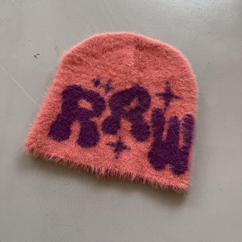 Thumbnail: New Ins Popular Unisex Autumn Funny Hat Mink Fur Winter Women's Cap With Letter 