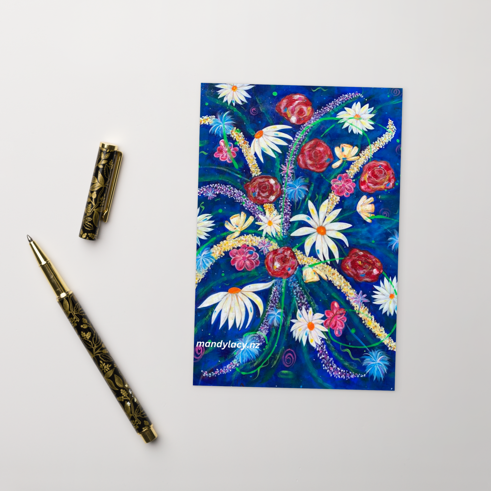 Flowers on blue Standard Postcard