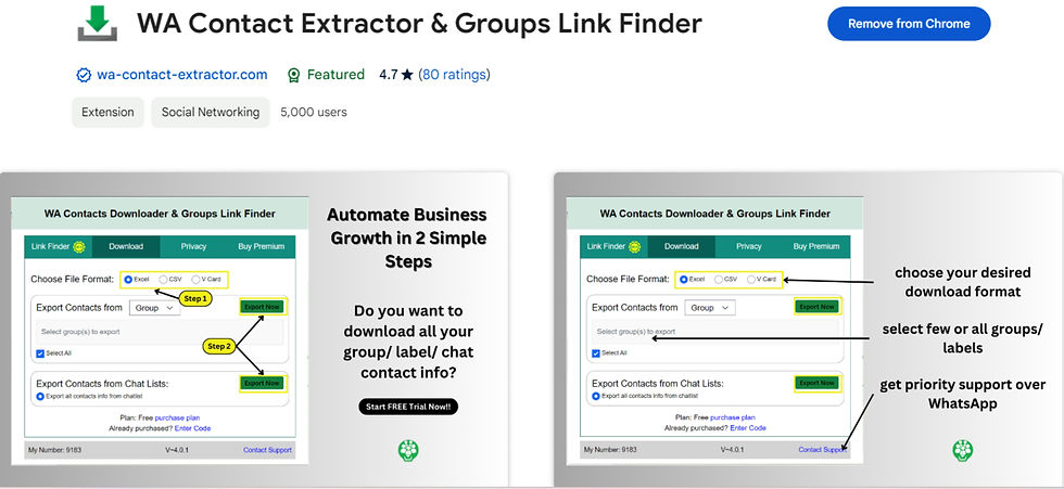 Install WA Contact Extractor Extension