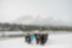 Intimate wedding ceremony at Riverside Park, Canmore
